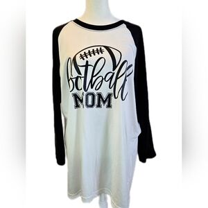 Next Level Apparel Black & White 'Football Mom' 3/4 Sleeve Raglan Tee
